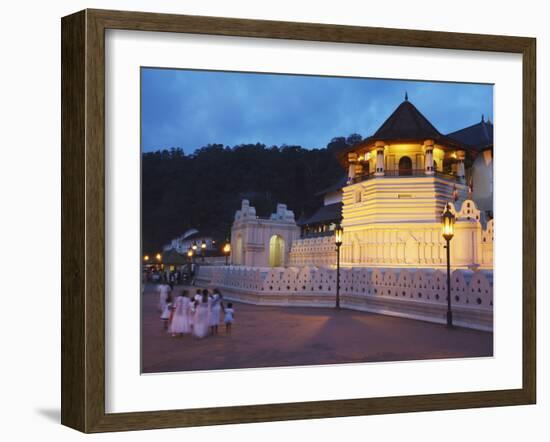 People Outside Temple of the Tooth (Sri Dalada Maligawa) at Dusk, Kandy, Sri Lanka-Ian Trower-Framed Photographic Print