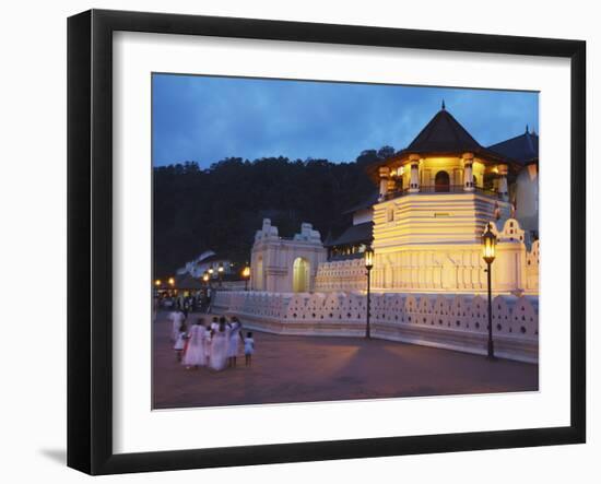 People Outside Temple of the Tooth (Sri Dalada Maligawa) at Dusk, Kandy, Sri Lanka-Ian Trower-Framed Photographic Print