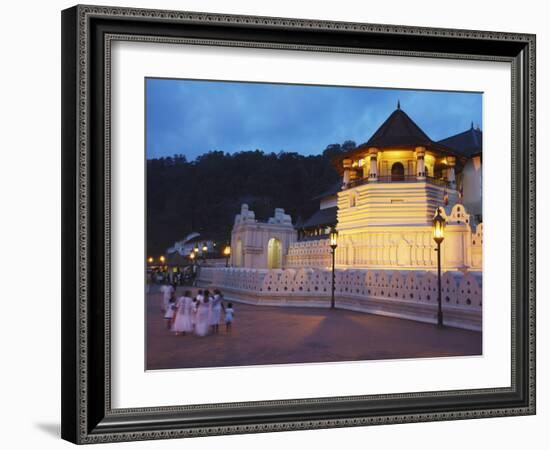 People Outside Temple of the Tooth (Sri Dalada Maligawa) at Dusk, Kandy, Sri Lanka-Ian Trower-Framed Photographic Print