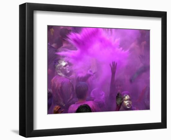 People Painted with Bright Colors Dance During the Festival of Holi on March 7, 2004-Anupam Nath-Framed Photographic Print