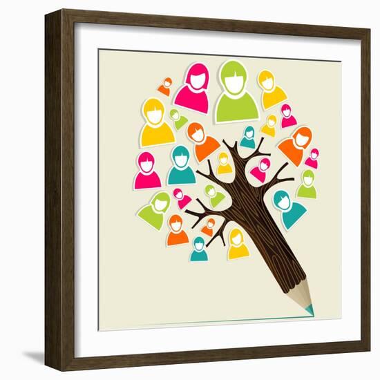 People Pencil Tree-cienpies-Framed Art Print