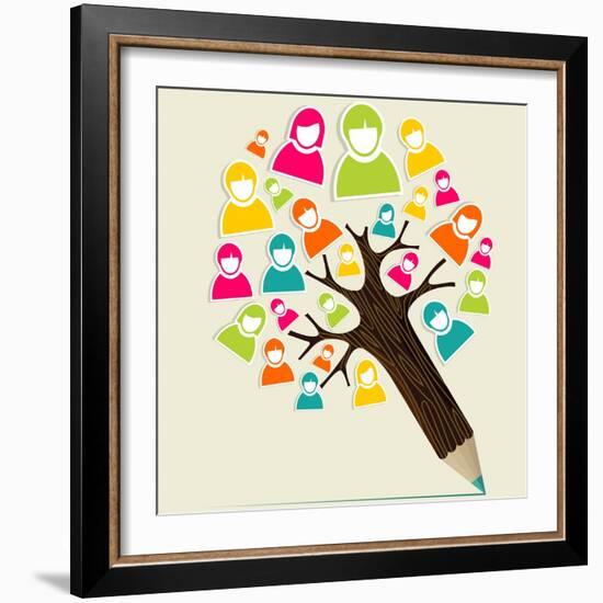 People Pencil Tree-cienpies-Framed Art Print