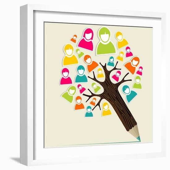 People Pencil Tree-cienpies-Framed Art Print