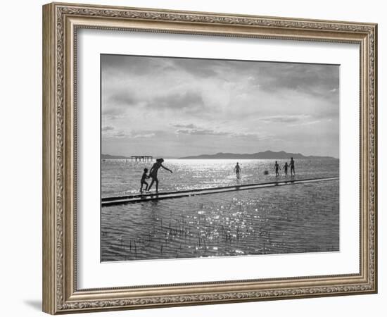 People Playing in the Water of the Great Salt Lake-null-Framed Photographic Print