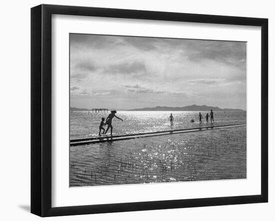 People Playing in the Water of the Great Salt Lake-null-Framed Photographic Print