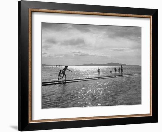 People Playing in the Water of the Great Salt Lake-null-Framed Photographic Print