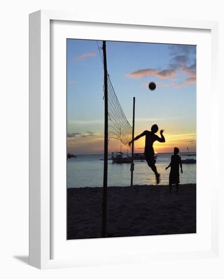 People Playing Volley Ball on White Beach at Sunset, Boracay, Philippines-Ian Trower-Framed Photographic Print