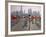 People Practicing Taiji and Pudong Skyline, Shanghai, China-Keren Su-Framed Photographic Print