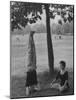 People Practicing Yoga in Central Park-null-Mounted Photographic Print