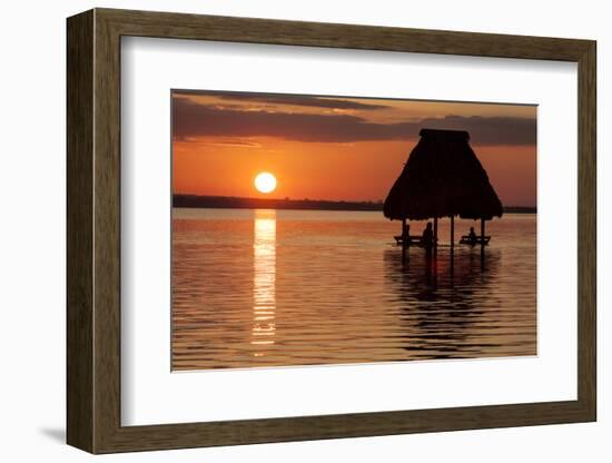 People Relaxing at Sunset, Lago Peten Itza, El Remate, Guatemala, Central America-Colin Brynn-Framed Photographic Print