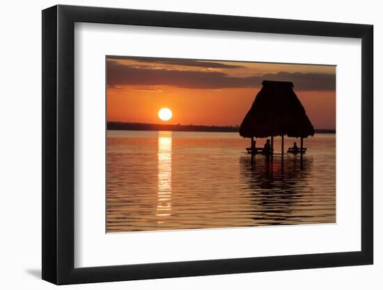 People Relaxing at Sunset, Lago Peten Itza, El Remate, Guatemala, Central America-Colin Brynn-Framed Photographic Print