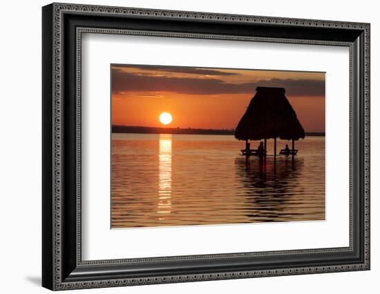 People Relaxing at Sunset, Lago Peten Itza, El Remate, Guatemala, Central America-Colin Brynn-Framed Photographic Print