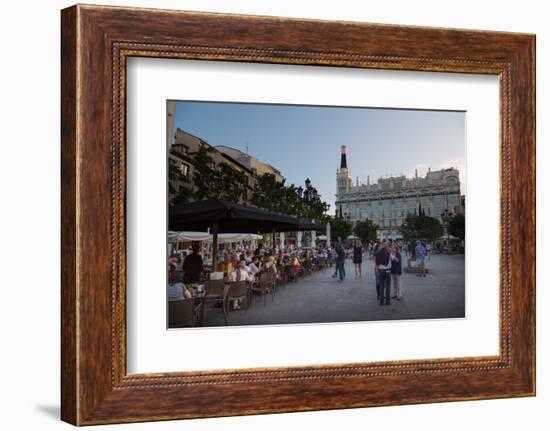 People Relaxing in In the Evening in Plaza De Santa Ana in Madrid, Spain, Europe-Martin Child-Framed Photographic Print