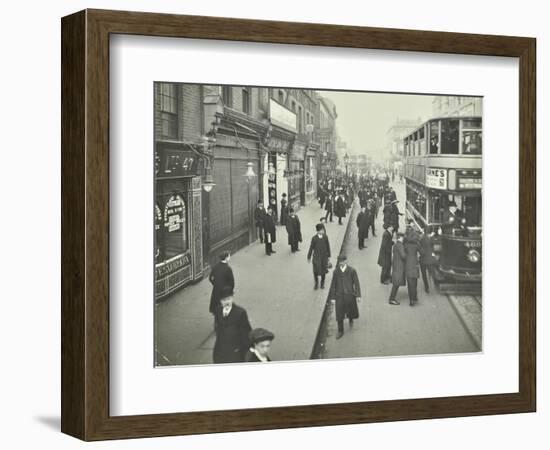 People Rushing to Get on a Trolley Bus at 7.05 Am, Tooting Broadway, London, April 1912-null-Framed Photographic Print
