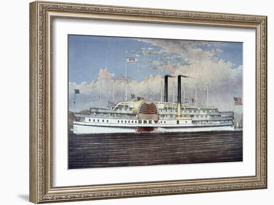 People's Line - Hudson River, from 'The Palace Steamers of the World' Series-Currier & Ives-Framed Giclee Print