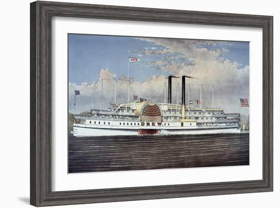 People's Line - Hudson River, from 'The Palace Steamers of the World' Series-Currier & Ives-Framed Giclee Print