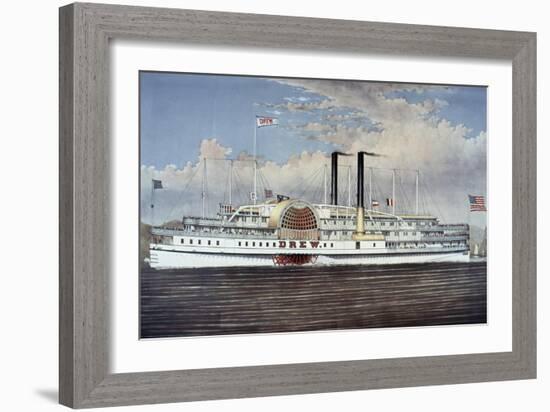 People's Line - Hudson River, from 'The Palace Steamers of the World' Series-Currier & Ives-Framed Giclee Print