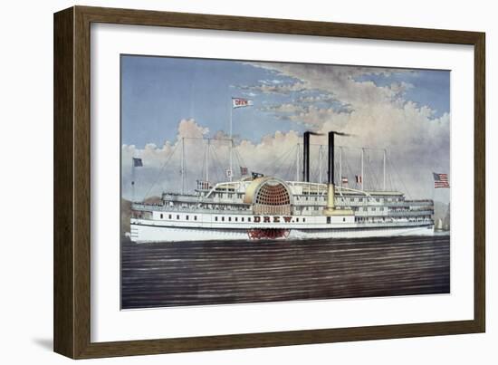 People's Line - Hudson River, from 'The Palace Steamers of the World' Series-Currier & Ives-Framed Giclee Print