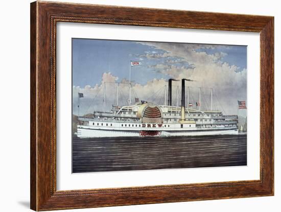 People's Line - Hudson River, from 'The Palace Steamers of the World' Series-Currier & Ives-Framed Giclee Print