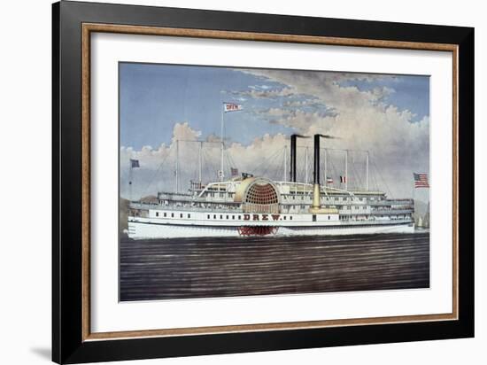 People's Line - Hudson River, from 'The Palace Steamers of the World' Series-Currier & Ives-Framed Giclee Print