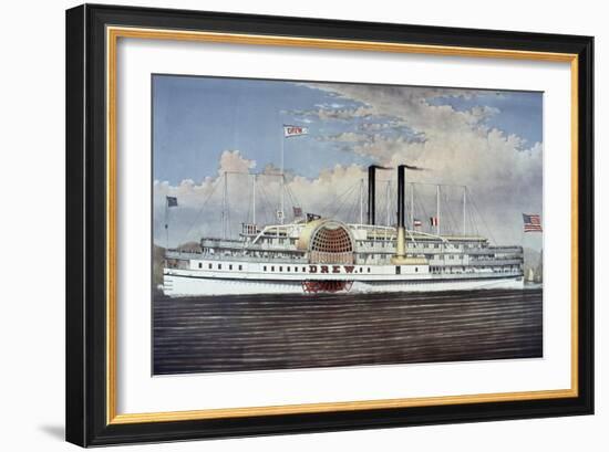 People's Line - Hudson River, from 'The Palace Steamers of the World' Series-Currier & Ives-Framed Giclee Print