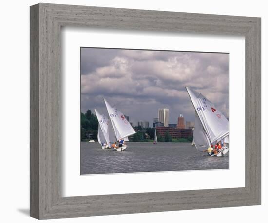 People Sailing on the Willamette River, Portland, Oregon, USA-Janis Miglavs-Framed Photographic Print