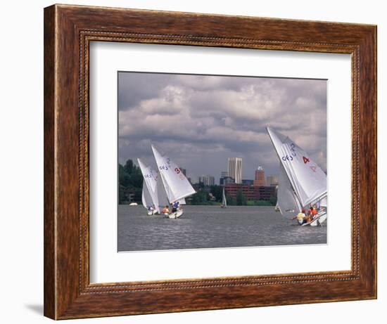 People Sailing on the Willamette River, Portland, Oregon, USA-Janis Miglavs-Framed Photographic Print