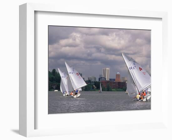 People Sailing on the Willamette River, Portland, Oregon, USA-Janis Miglavs-Framed Photographic Print