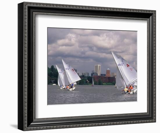 People Sailing on the Willamette River, Portland, Oregon, USA-Janis Miglavs-Framed Photographic Print