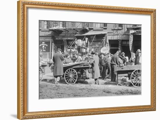 People Shopping around Push Cart-null-Framed Photographic Print