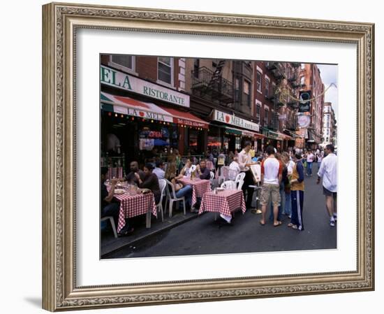 People Sitting at an Outdoor Restaurant, Little Italy, Manhattan, New York State-Yadid Levy-Framed Photographic Print