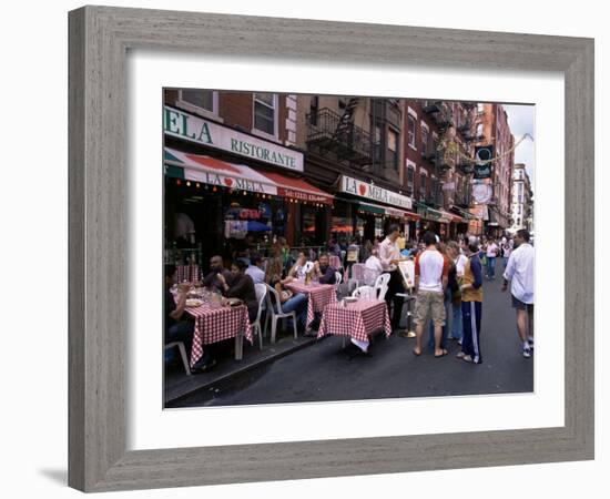 People Sitting at an Outdoor Restaurant, Little Italy, Manhattan, New York State-Yadid Levy-Framed Photographic Print