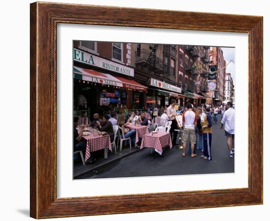 People Sitting at an Outdoor Restaurant, Little Italy, Manhattan, New York State-Yadid Levy-Framed Photographic Print