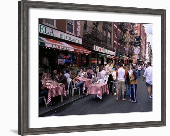 People Sitting at an Outdoor Restaurant, Little Italy, Manhattan, New York State-Yadid Levy-Framed Photographic Print