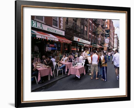 People Sitting at an Outdoor Restaurant, Little Italy, Manhattan, New York State-Yadid Levy-Framed Photographic Print