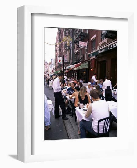 People Sitting at an Outdoor Restaurant, Little Italy, Manhattan, New York State-Yadid Levy-Framed Photographic Print