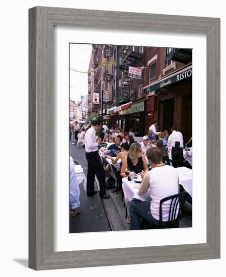 People Sitting at an Outdoor Restaurant, Little Italy, Manhattan, New York State-Yadid Levy-Framed Photographic Print