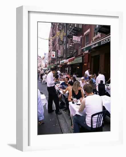 People Sitting at an Outdoor Restaurant, Little Italy, Manhattan, New York State-Yadid Levy-Framed Photographic Print