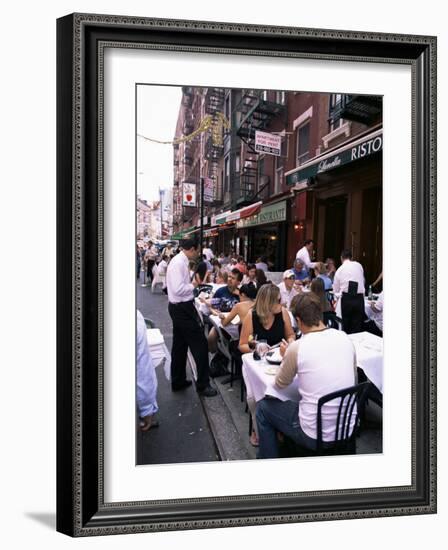 People Sitting at an Outdoor Restaurant, Little Italy, Manhattan, New York State-Yadid Levy-Framed Photographic Print