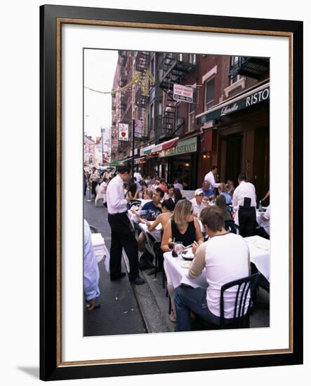 People Sitting at an Outdoor Restaurant, Little Italy, Manhattan, New York State-Yadid Levy-Framed Photographic Print