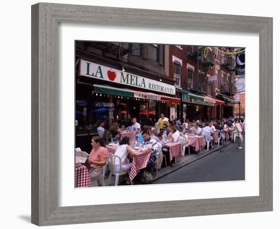 People Sitting at an Outdoor Restaurant, Little Italy, Manhattan, New York State-Yadid Levy-Framed Photographic Print