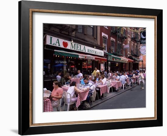 People Sitting at an Outdoor Restaurant, Little Italy, Manhattan, New York State-Yadid Levy-Framed Photographic Print