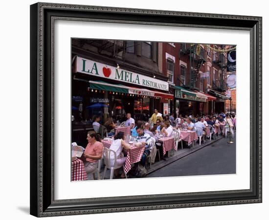 People Sitting at an Outdoor Restaurant, Little Italy, Manhattan, New York State-Yadid Levy-Framed Photographic Print