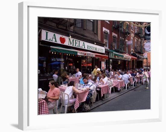 People Sitting at an Outdoor Restaurant, Little Italy, Manhattan, New York State-Yadid Levy-Framed Photographic Print