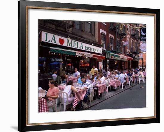 People Sitting at an Outdoor Restaurant, Little Italy, Manhattan, New York State-Yadid Levy-Framed Photographic Print