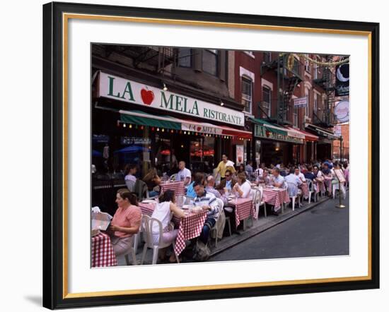 People Sitting at an Outdoor Restaurant, Little Italy, Manhattan, New York State-Yadid Levy-Framed Photographic Print