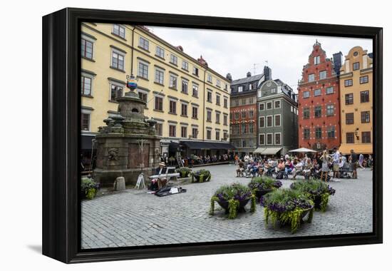 People Sitting at Stortorget Square in Gamla Stan, Stockholm, Sweden, Scandinavia, Europe-Yadid Levy-Framed Premier Image Canvas