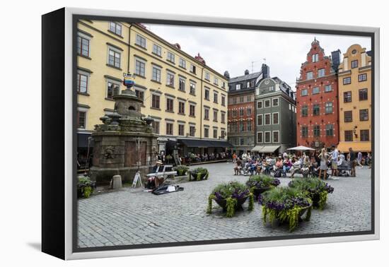 People Sitting at Stortorget Square in Gamla Stan, Stockholm, Sweden, Scandinavia, Europe-Yadid Levy-Framed Premier Image Canvas