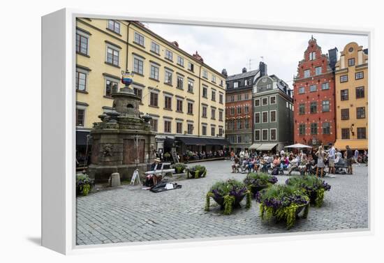 People Sitting at Stortorget Square in Gamla Stan, Stockholm, Sweden, Scandinavia, Europe-Yadid Levy-Framed Premier Image Canvas