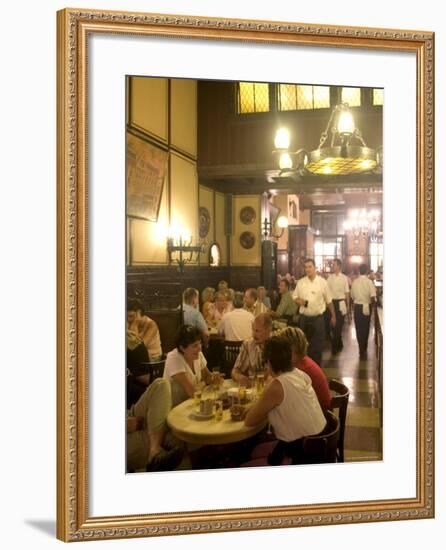 People Sitting Inside the Fruh Am Dom Beer Hall in the Altstadt, Cologne, North Rhine Westphalia-Yadid Levy-Framed Photographic Print
